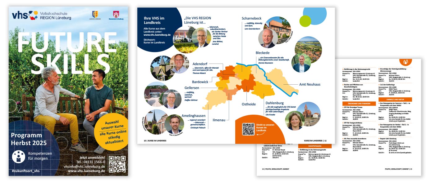 Broschürenlayout für die VHS REGION Lüneburg